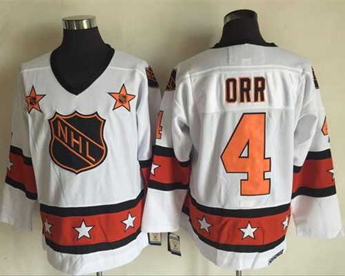 Bruins #4 Bobby Orr White/Orange All Star CCM Throwback Stitched NHL Jersey